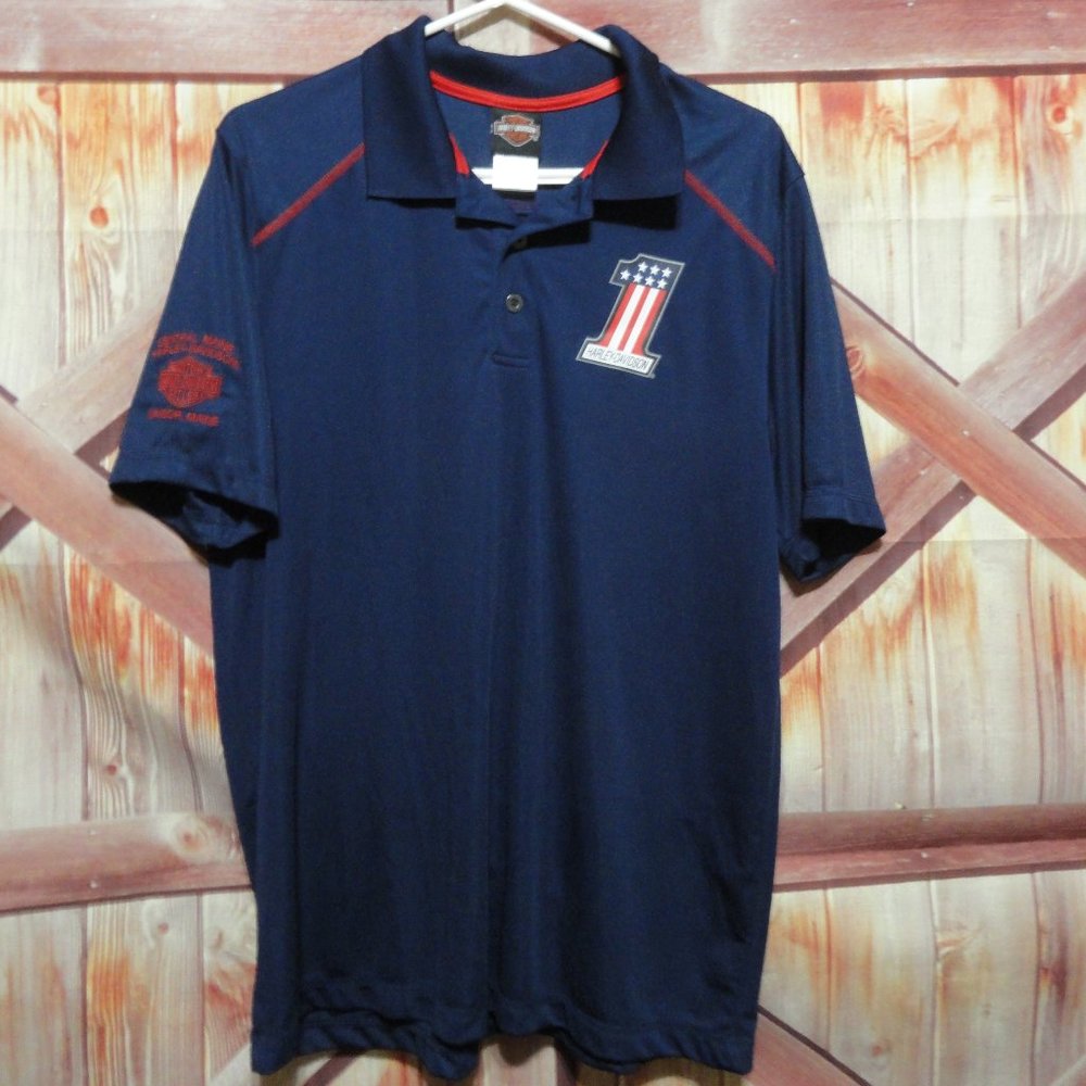 Harley Davidson Polo Bangor Maine, vtg one on chest, EUC~Harley biker fa…